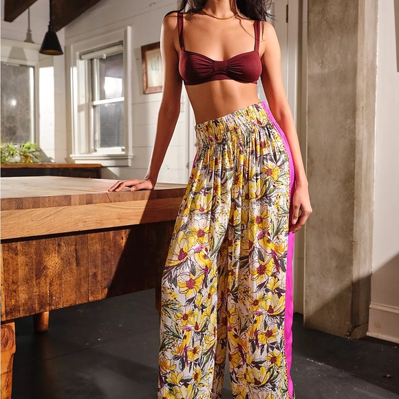 Free People Pants - Intimately x Free People | In Bloom Lounge PantsYellow Pink Floral - Size L